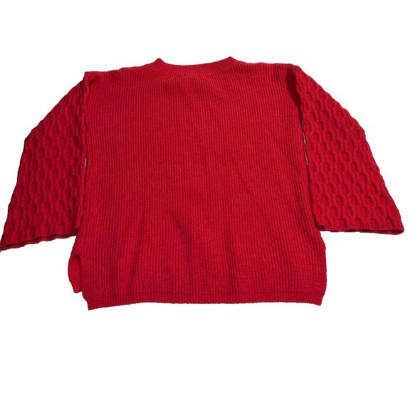 Umgee Women’s Sweater Hot Pink Textured Knit Bell Sleeve Crew Neck Size M - Picture 4 of 5